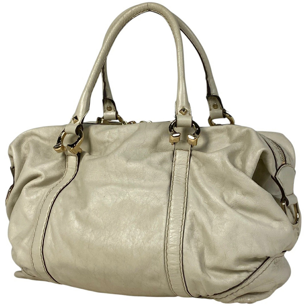 Gucci logo handbag Boston leather white